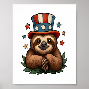 Sloth 4th of July Poster