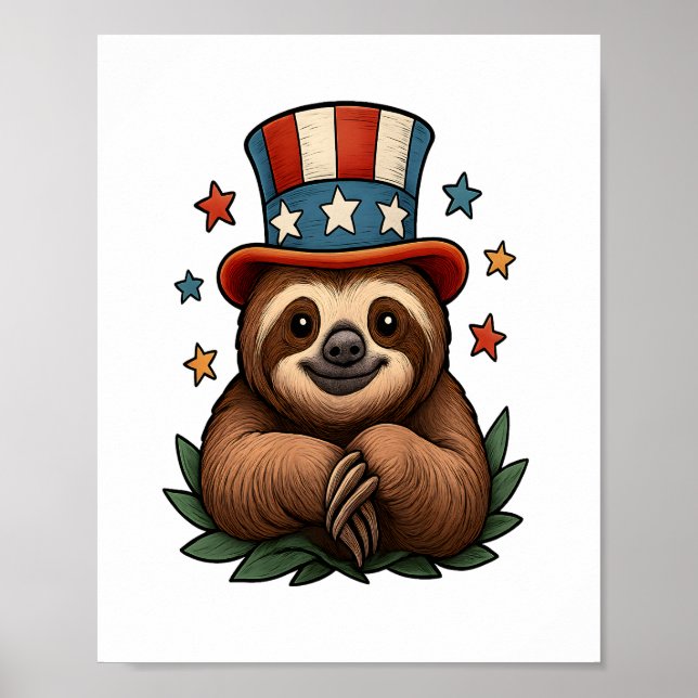 Sloth 4th of July Poster (Front)