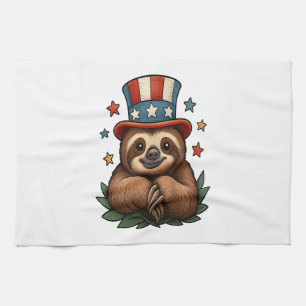 Sloth 4th of July Tea Towel