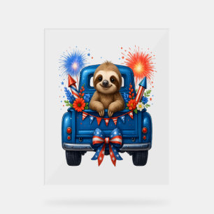 Sloth 4th of July Usa Acrylic Sign