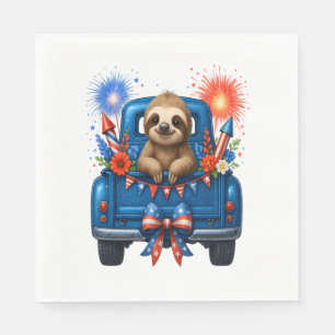 Sloth 4th of July Usa Napkin