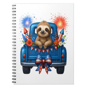 Sloth 4th of July Usa Notebook