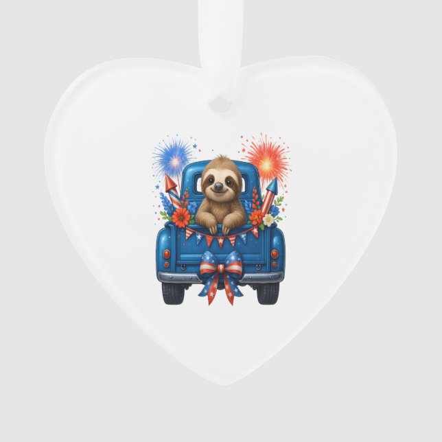 Sloth 4th of July Usa Ornament (Front)