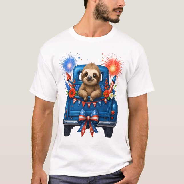 Sloth 4th of July Usa T-Shirt (Front)