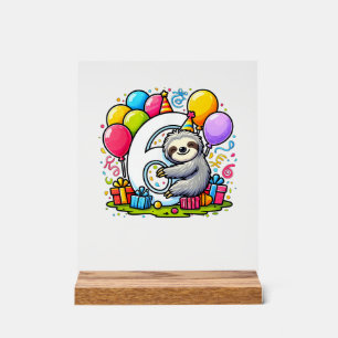 Sloth 6th birthday for boy girl 6 years old sixth acrylic sign