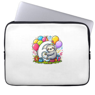 Sloth 6th birthday for boy girl 6 years old sixth laptop sleeve