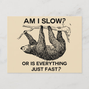 Sloth am I slow? Beige Postcard