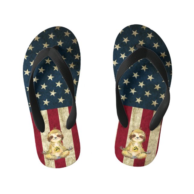 Sloth American Peace  Kid's Thongs (Footbed)