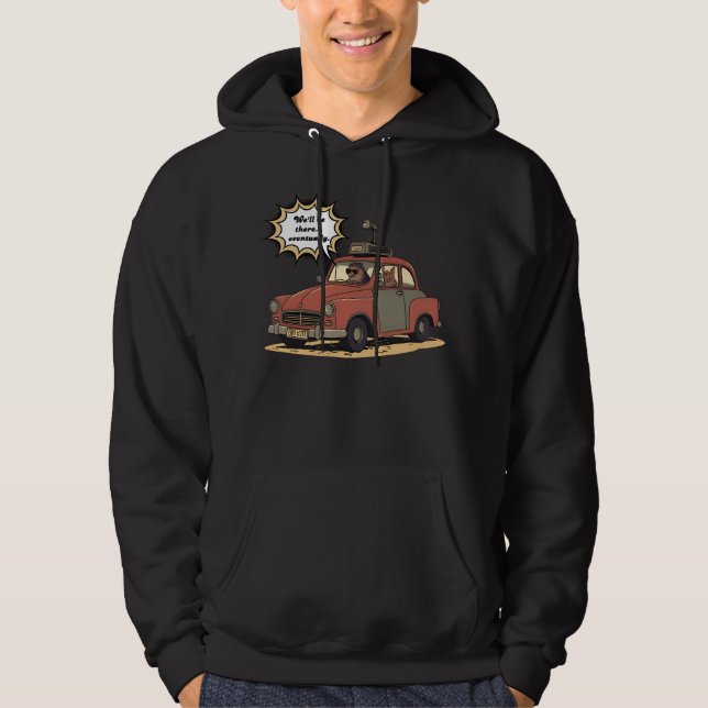 Sloth and Bunny Cartoon Road Trip Adventure Hoodie (Front)