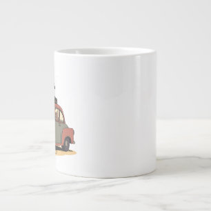 Sloth and Bunny Cartoon Road Trip Adventure Large Coffee Mug
