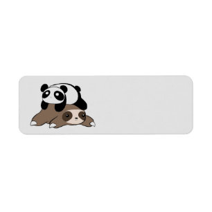 Sloth and Panda Bear background Return Address Label