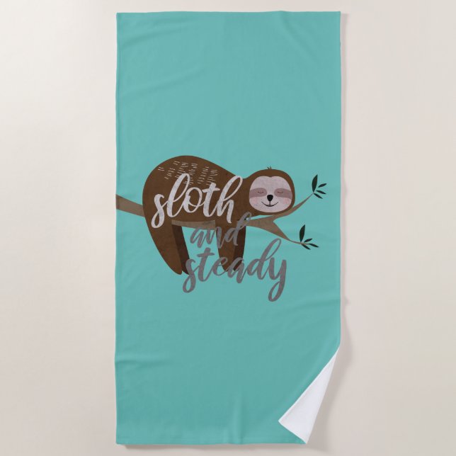 Sloth and Steady Beach Towel (Front)