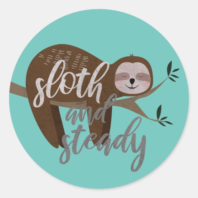 Sloth and Steady Classic Round Sticker (Front)