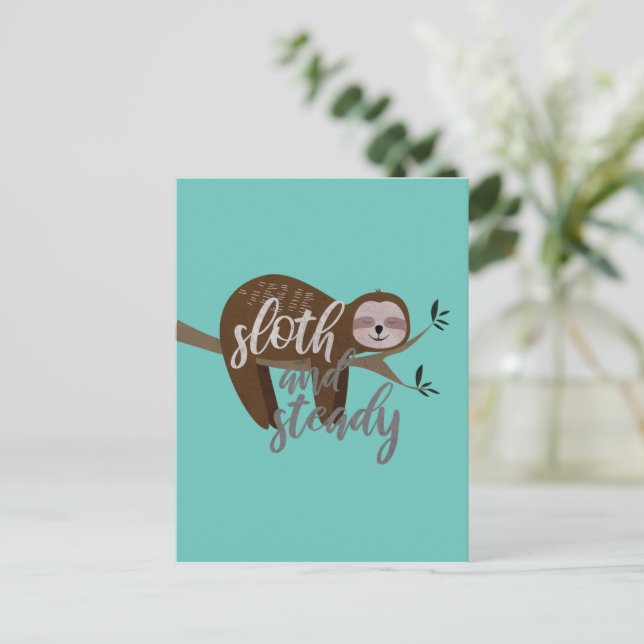 Sloth and Steady Postcard (Standing Front)
