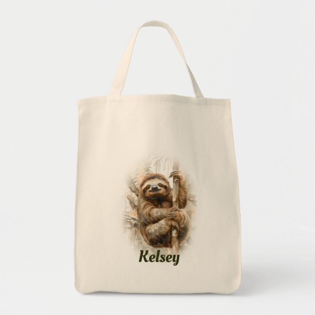 Sloth and Toucan Personalised Tote Bag (Front)