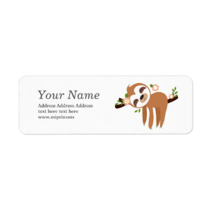 sloth animal return address label