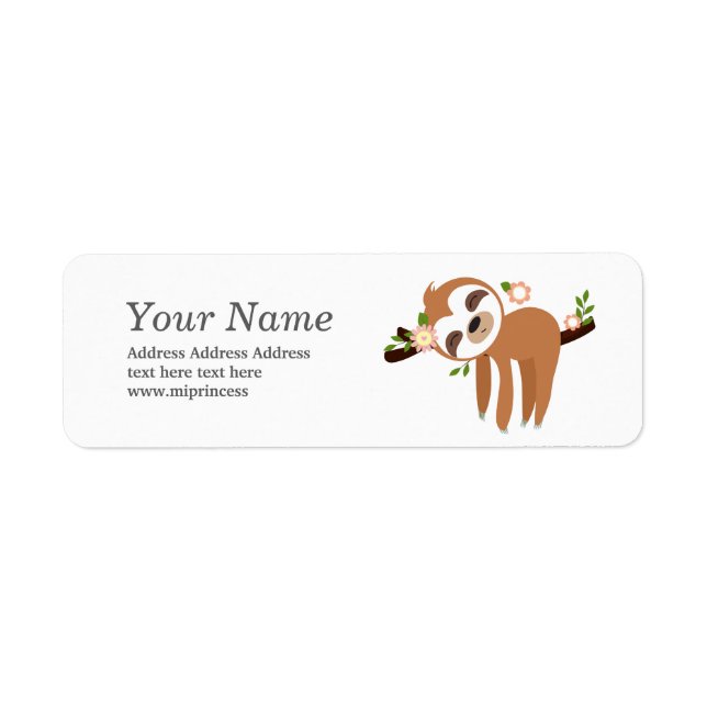 sloth animal return address label (Front)