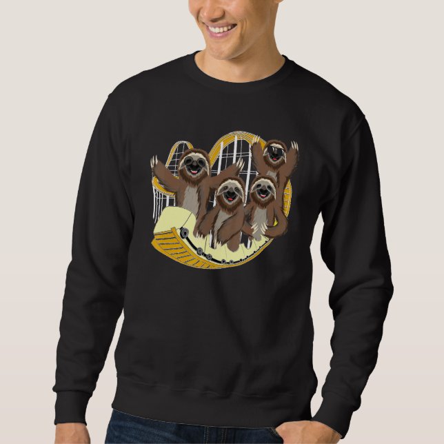 Sloth Animal Riding Roller Coaster Theme Park Kids Sweatshirt (Front)