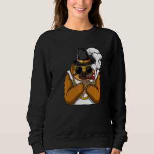 Sloth animal smokes cigarettes style a hip hop tha sweatshirt