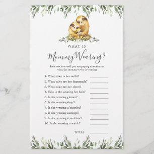 Sloth Animals Baby Shower What is Mummy Wearing