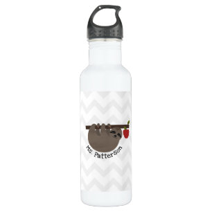 Sloth Apple Tree Chevron Personalised Teacher 710 Ml Water Bottle