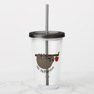 Sloth Apple Tree Teacher Acrylic Tumbler