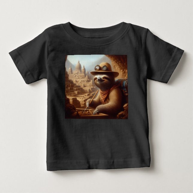 Sloth Archaeologist Baby T-Shirt (Front)