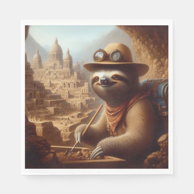 Sloth Archaeologist Napkin (Front)