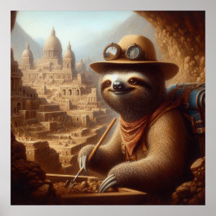Sloth Archaeologist Poster