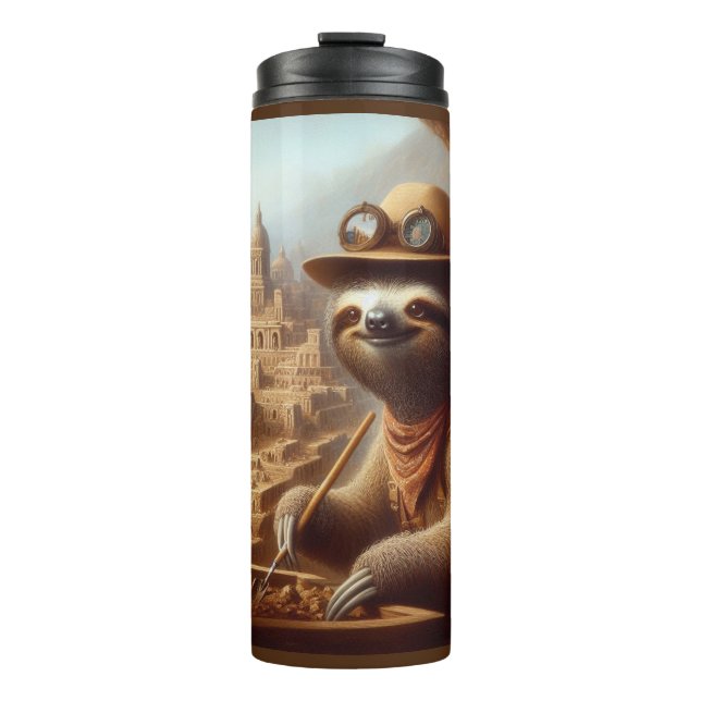 Sloth Archaeologist Thermal Tumbler (Front)