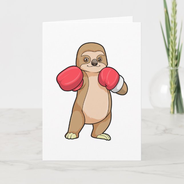 Sloth as Boxer with Boxing gloves Card (Front)