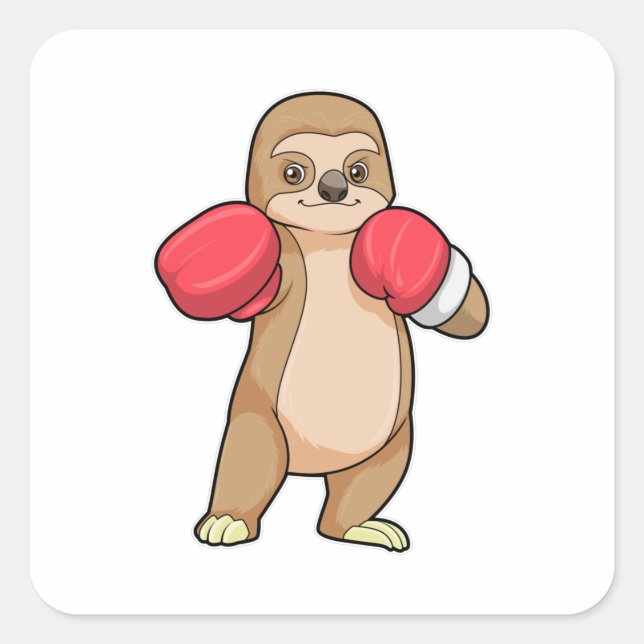 Sloth as Boxer with Boxing gloves Square Sticker (Front)