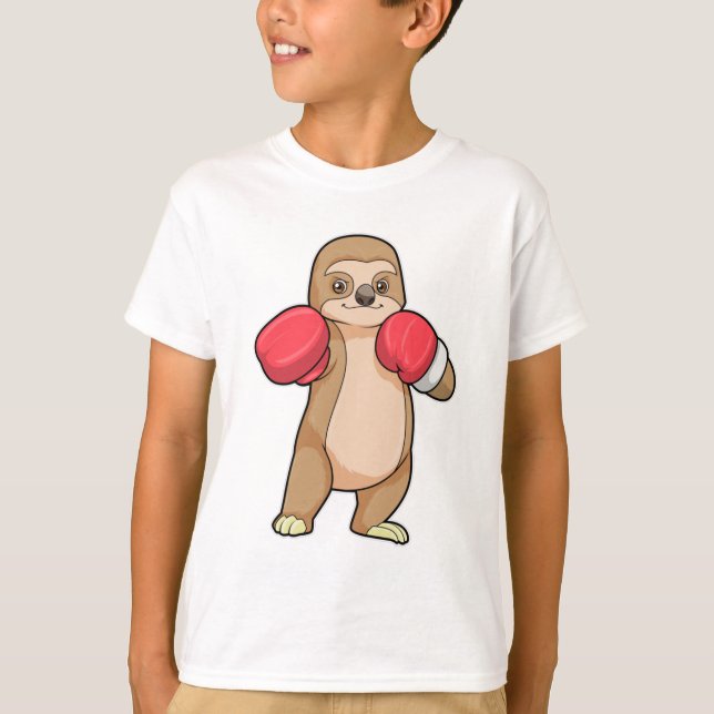 Sloth as Boxer with Boxing gloves T-Shirt (Front)