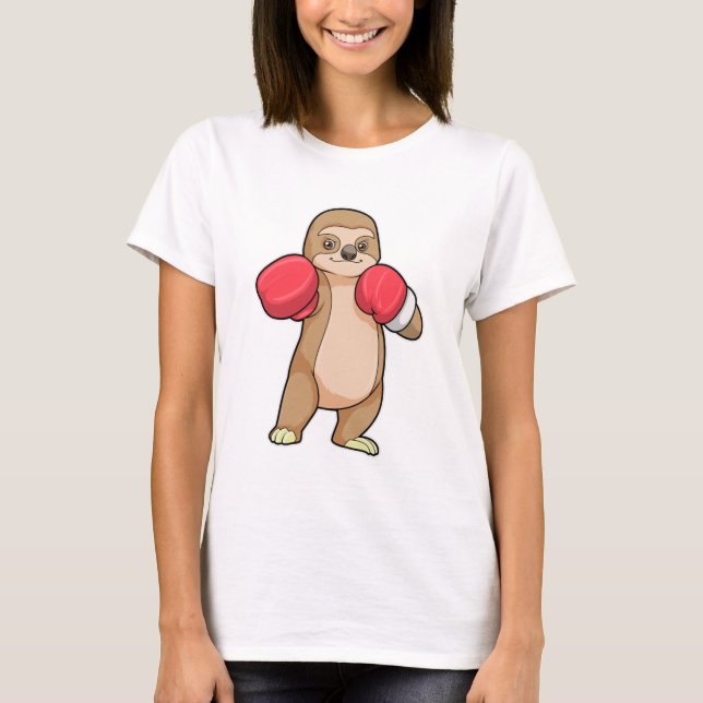 Sloth as Boxer with Boxing gloves T-Shirt (Front)