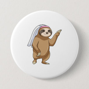 Sloth as Bride with Veil 7.5 Cm Round Badge