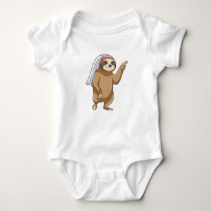 Sloth as Bride with Veil Baby Bodysuit