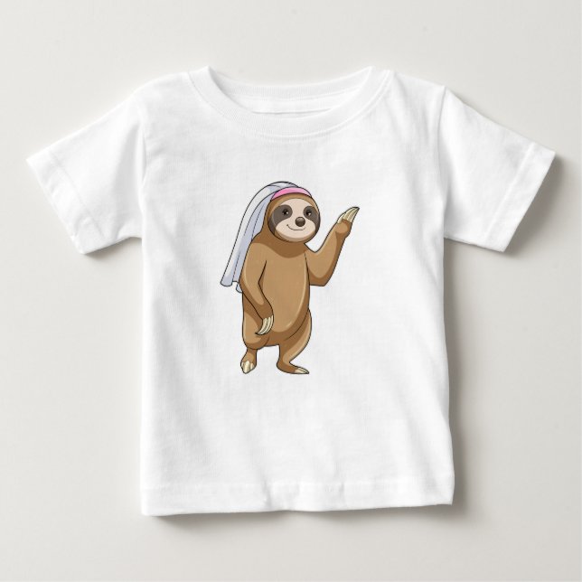 Sloth as Bride with Veil Baby T-Shirt (Front)