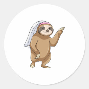 Sloth as Bride with Veil Classic Round Sticker