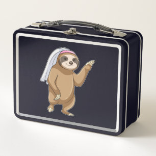 Sloth as Bride with Veil Metal Lunch Box