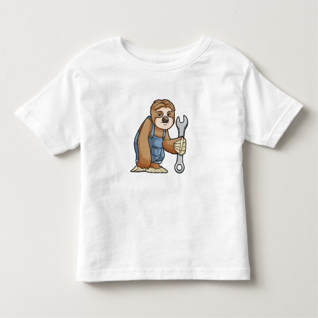 Sloth as Craftsman with Wrench Toddler T-Shirt (Front)