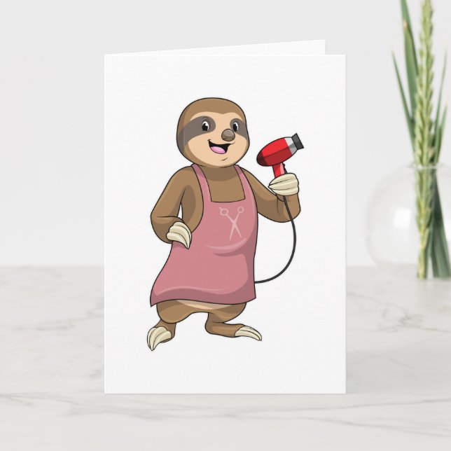 Sloth as Hair stylist with Hairdryer Card (Front)