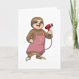 Sloth as Hair stylist with Hairdryer Card