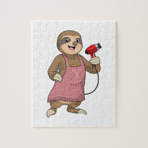 Sloth as Hair stylist with Hairdryer Jigsaw Puzzle