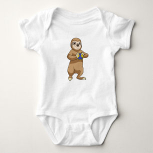 Sloth as Handball player with Handball Baby Bodysuit