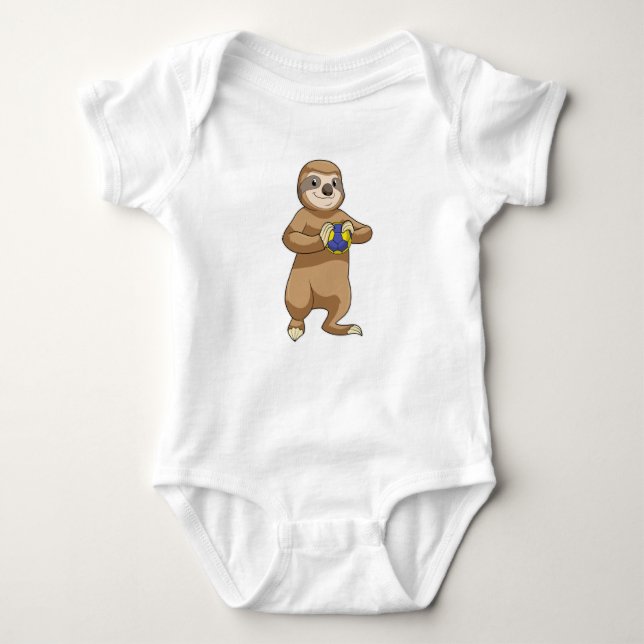 Sloth as Handball player with Handball Baby Bodysuit (Front)