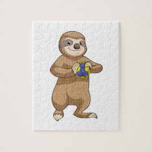 Sloth as Handball player with Handball Jigsaw Puzzle