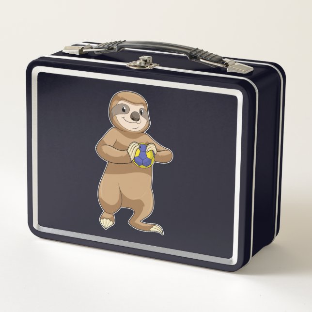 Sloth as Handball player with Handball Metal Lunch Box (Front)