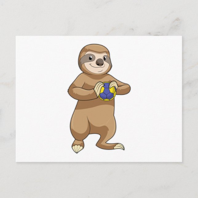 Sloth as Handball player with Handball Postcard (Front)