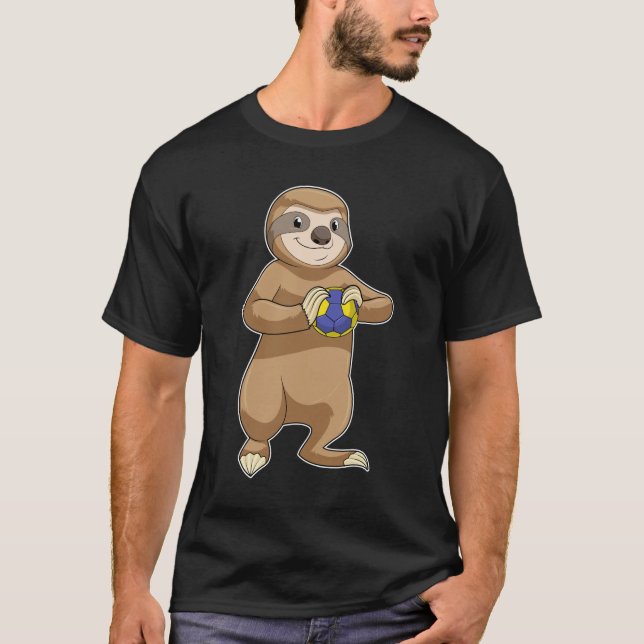 Sloth as Handball player with Handball T-Shirt (Front)