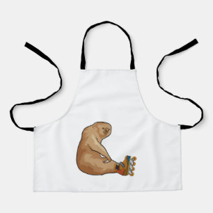 Sloth as Inline skater with Inline skates Apron
